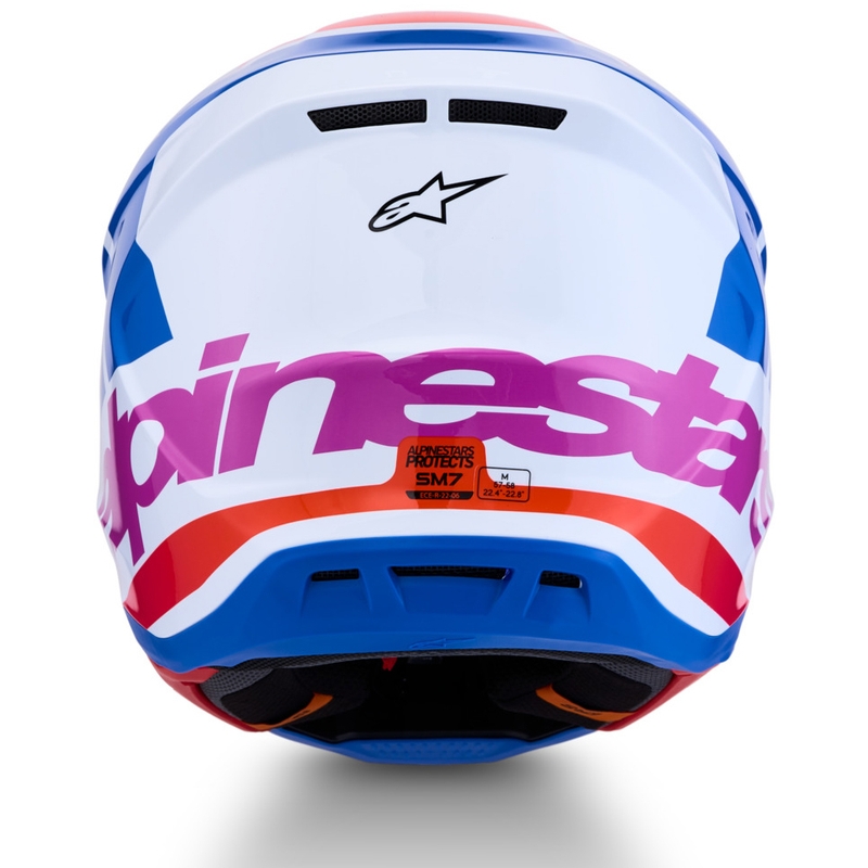 Alpinestars Supertech S-M7 Core motorcrosshelm wit-blauw-oranje