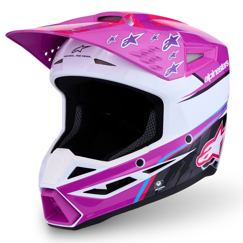 Alpinestars S-M3 Falcon kindermotocrosshelm paars-wit-zwart