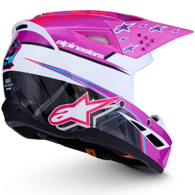 Alpinestars S-M3 Falcon kindermotocrosshelm paars-wit-zwart