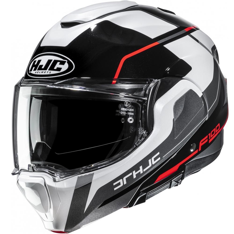Opklapbare motorhelm HJC F100 Astra MC1 zwart-wit-rood-grijs
