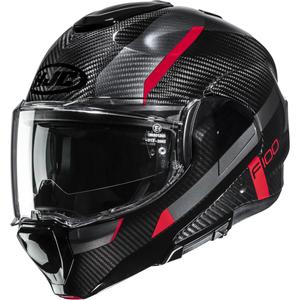 HJC F100 Carbon Askan MC1 flip-up motorhelm zwart-rood