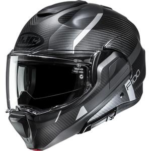 Opklapbare motorhelm HJC F100 Carbon Askan MC5SF zwart-grijs-zilver