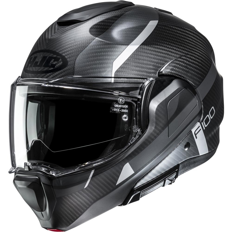 Opklapbare motorhelm HJC F100 Carbon Askan MC5SF zwart-grijs-zilver