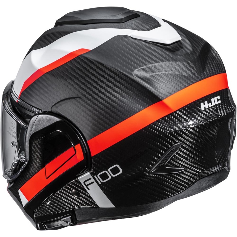 Opklapbare motorhelm HJC F100 Carbon Askan MC6HSF zwart-oranje-wit-rood