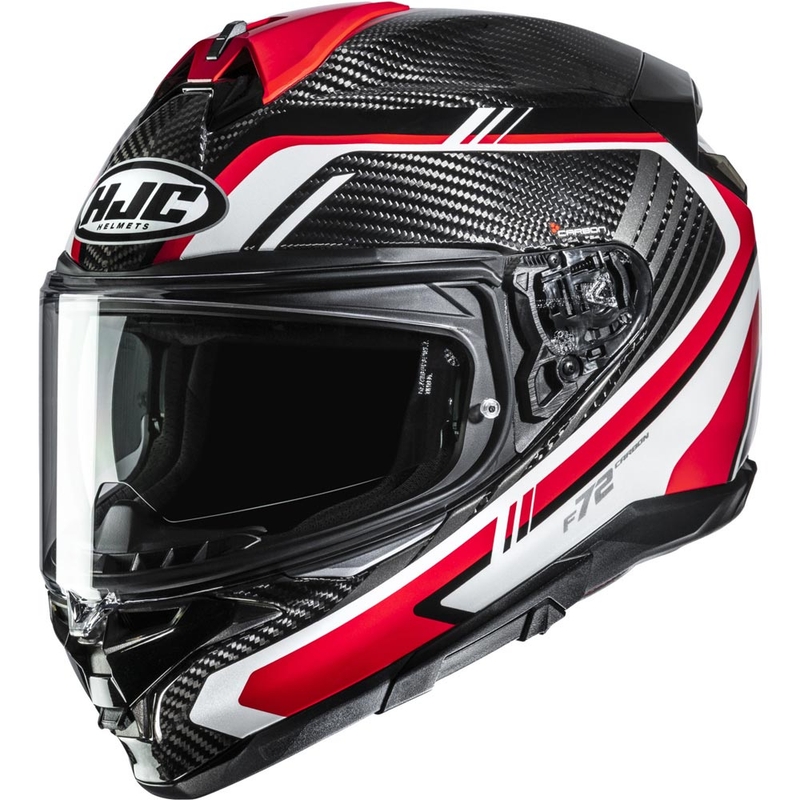 Integraal motorhelm HJC F72 Carbon Kairo MC1 zwart-wit-rood