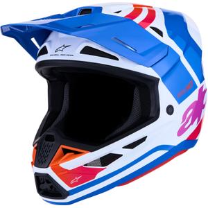 Alpinestars Supertech S-M7 Core motorcrosshelm wit-blauw-oranje