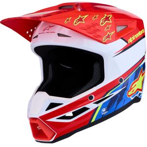 Alpinestars S-M3 Falcon motorcrosshelm in fluorescerend rood-wit