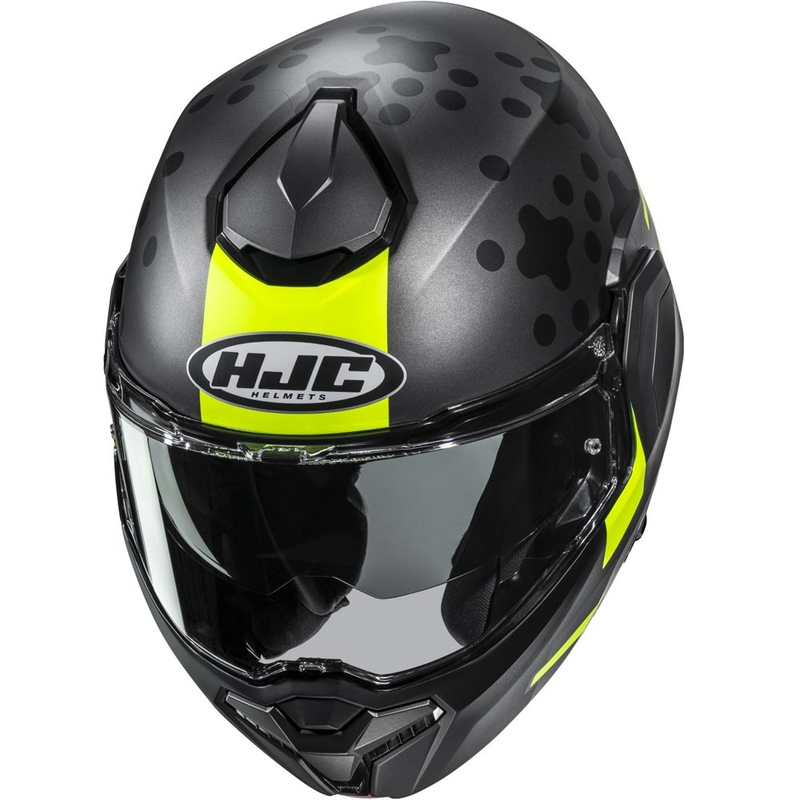 Opklapbare motorhelm HJC i101 Astel MC3HSF zwart-grijs-fluor geel