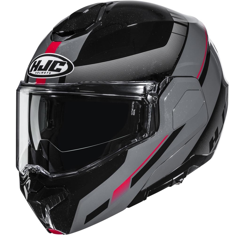 Opklapbare motorhelm HJC i101 Mira MC1 zwart-grijs-rood