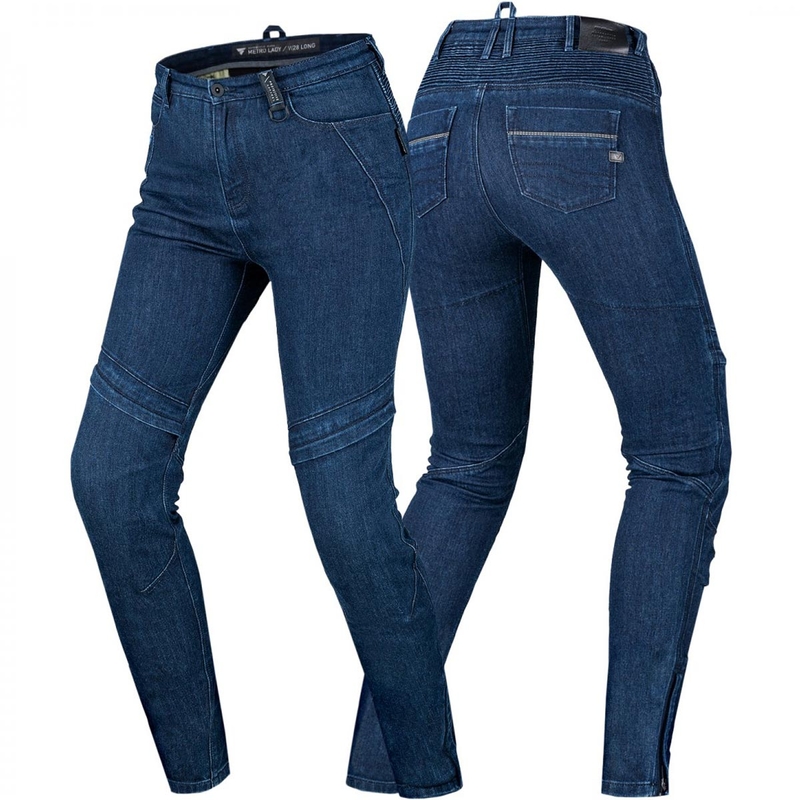 Shima Metro dames motorjeans met lange pijpen, donkerblauw