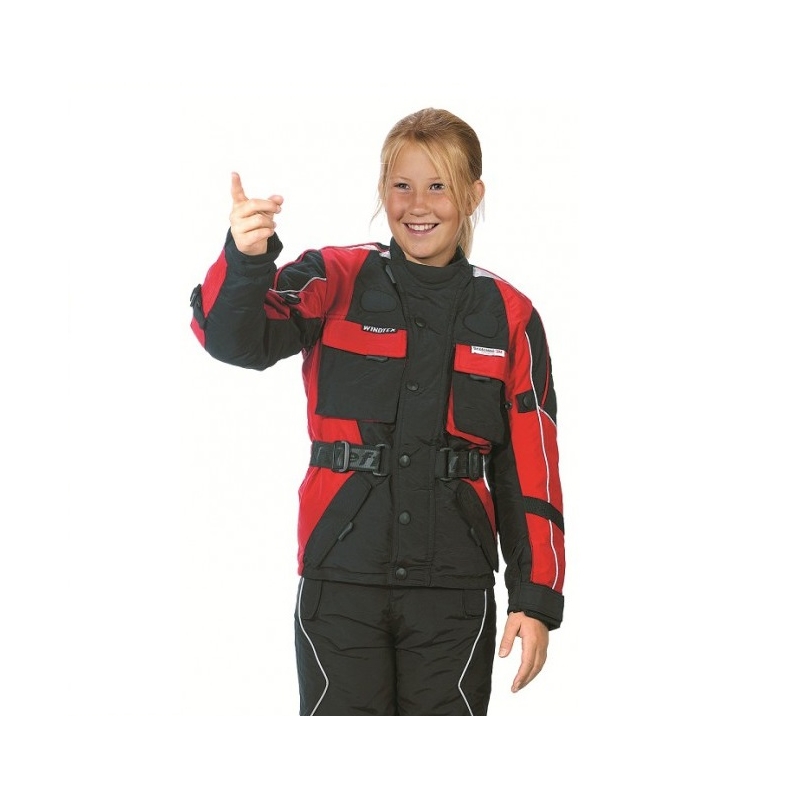 Kindermotorjas Roleff Taslan zwart-rood