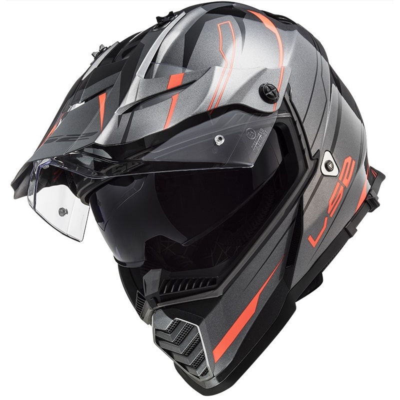 Endurohelm LS2 MX436 Pioneer EVO Knight titanium oranje