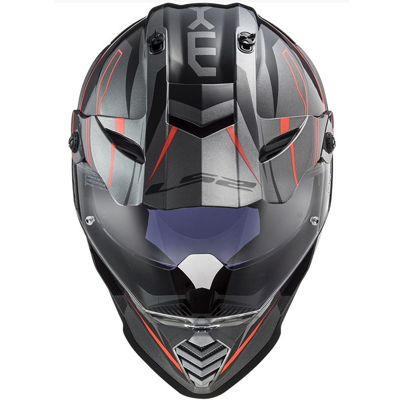Endurohelm LS2 MX436 Pioneer EVO Knight titanium oranje