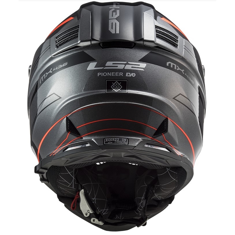 Endurohelm LS2 MX436 Pioneer EVO Knight titanium oranje