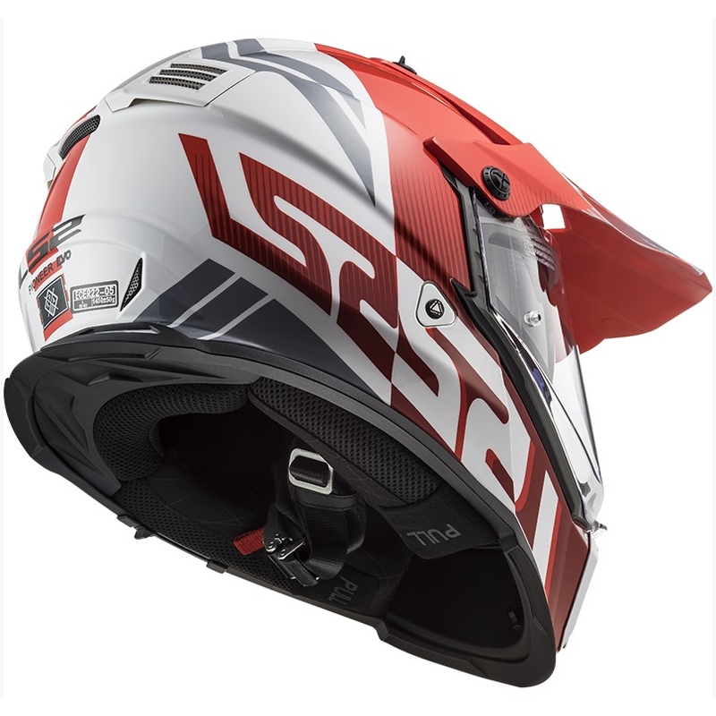 Endurohelm LS2 MX436 Pioneer EVO Evolve wit-grijs-rood