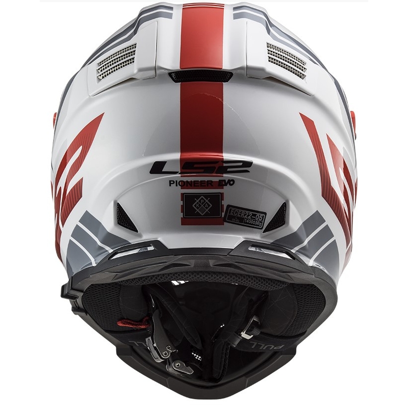 Endurohelm LS2 MX436 Pioneer EVO Evolve wit-grijs-rood