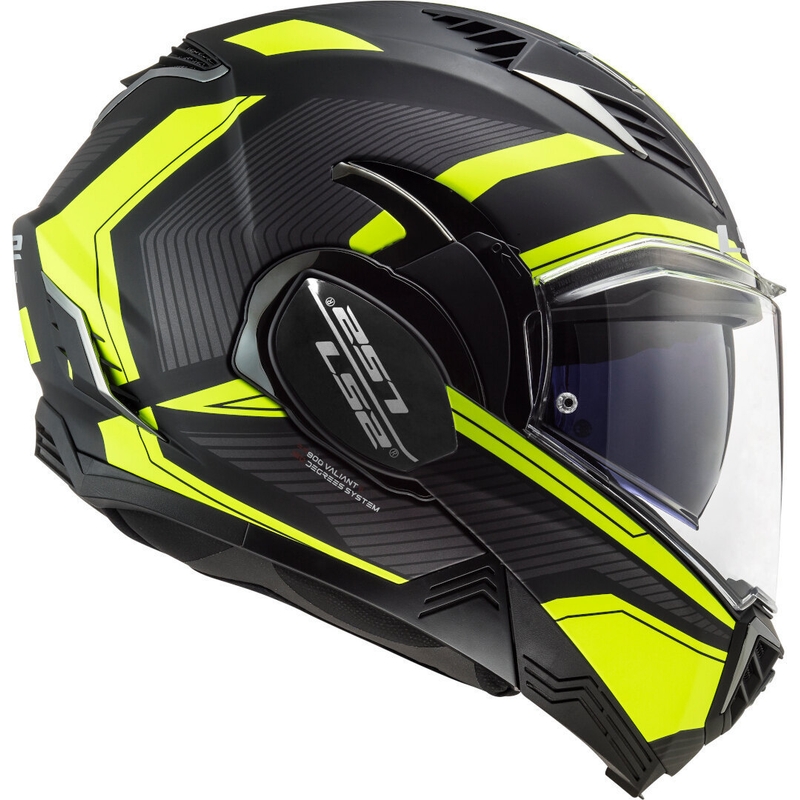 LS2 FF900 Valiant II Revo zwart-fluo geel opklapbare motorhelm