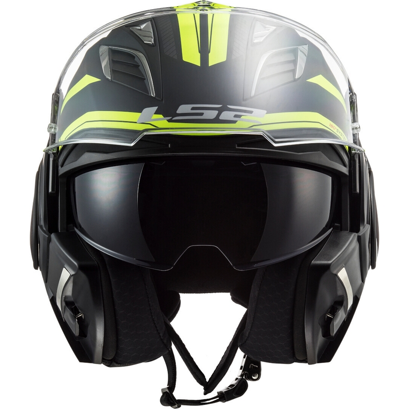 LS2 FF900 Valiant II Revo zwart-fluo geel opklapbare motorhelm