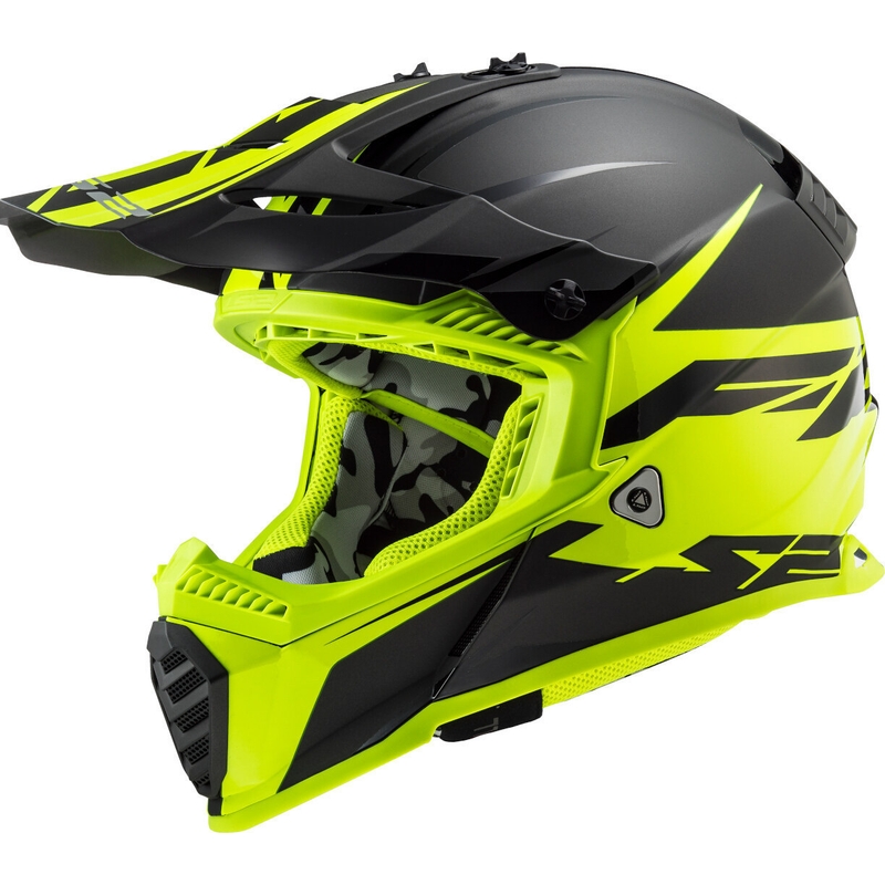 Motorcrosshelm LS2 MX437 Fast Evo Roar zwart-fluo geel