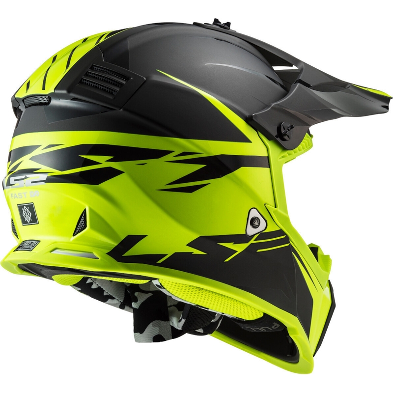 Motorcrosshelm LS2 MX437 Fast Evo Roar zwart-fluo geel