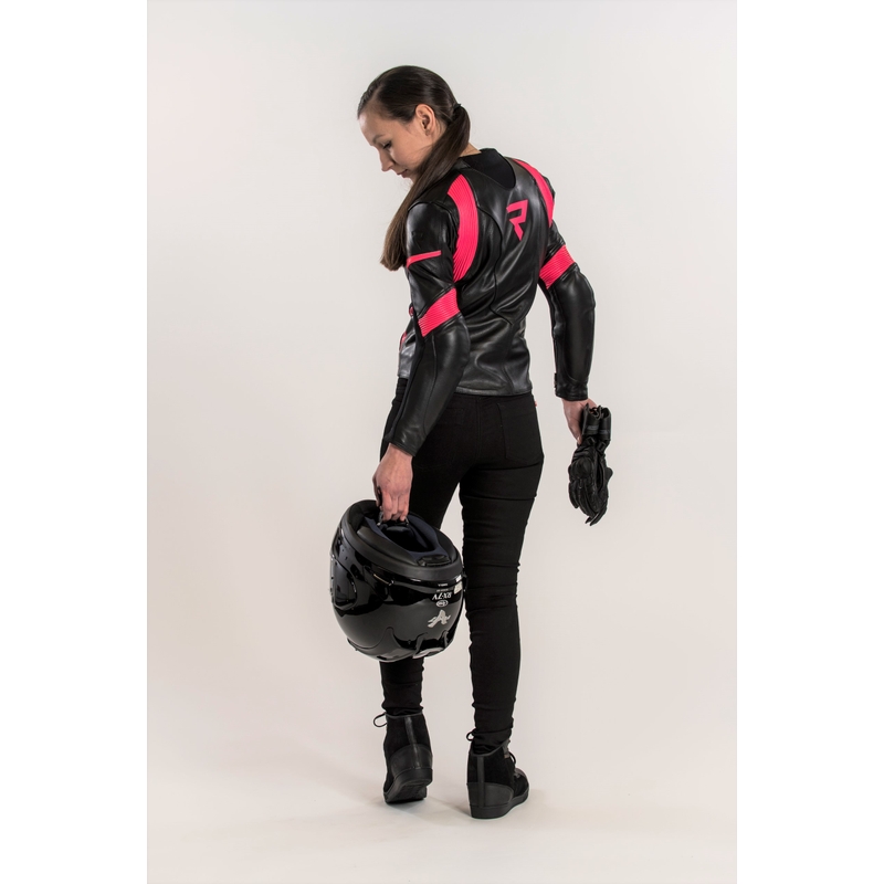 Rebelhorn Rebel zwart met roze motorjack voor dames