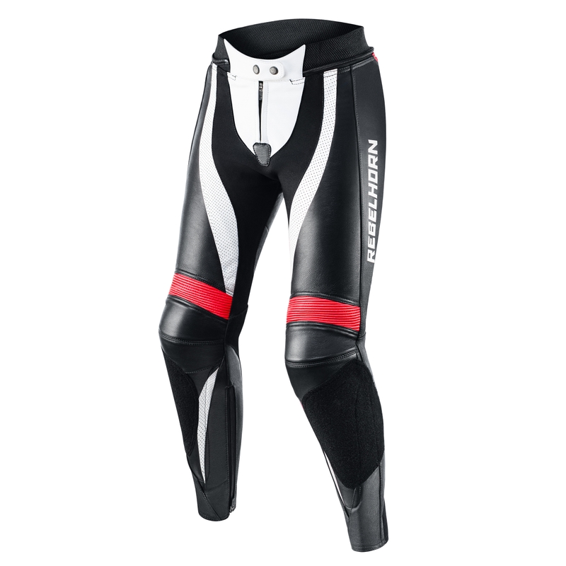 Dámské kalhoty na motorku Rebelhorn Rebel černo-bílo-fluo červené výprodej
