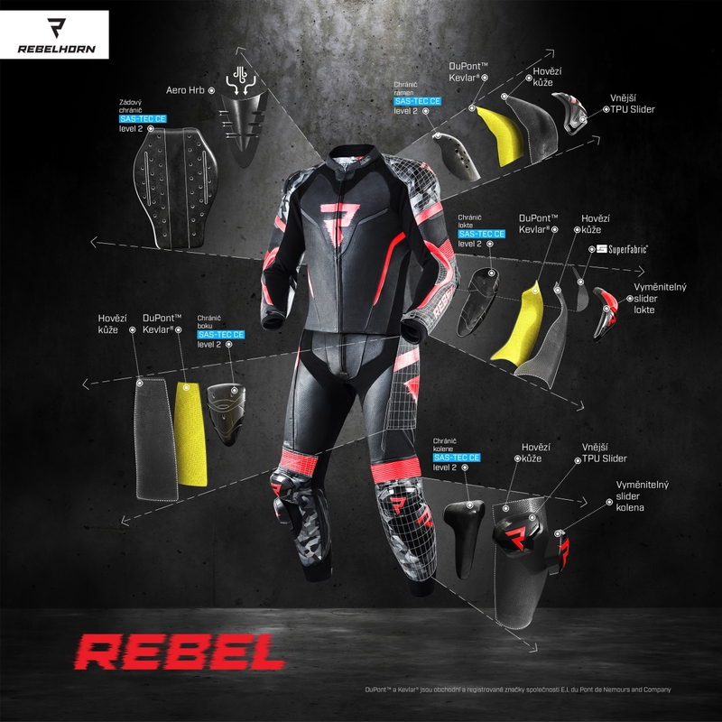 Rebelhorn Rebel Zwart-Wit-Fluo Geel Motoroverall uitverkoop