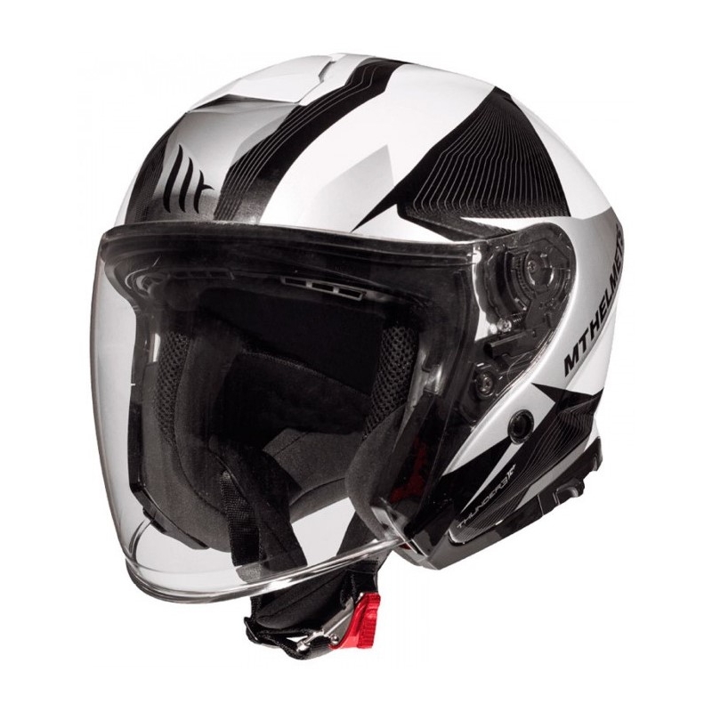 Otevřená přilba na motorku MT Thunder 3 SV Wing černo-bílo-stříbrná