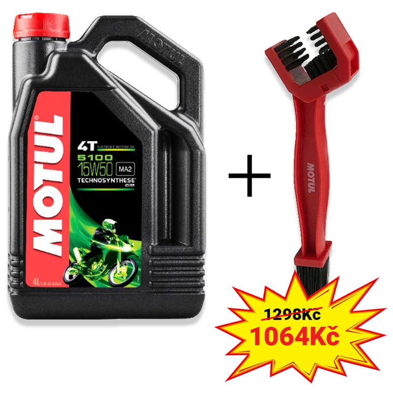 Motul 5100 Ester 15W-50 4L olieset + kettingreinigingsborstel
