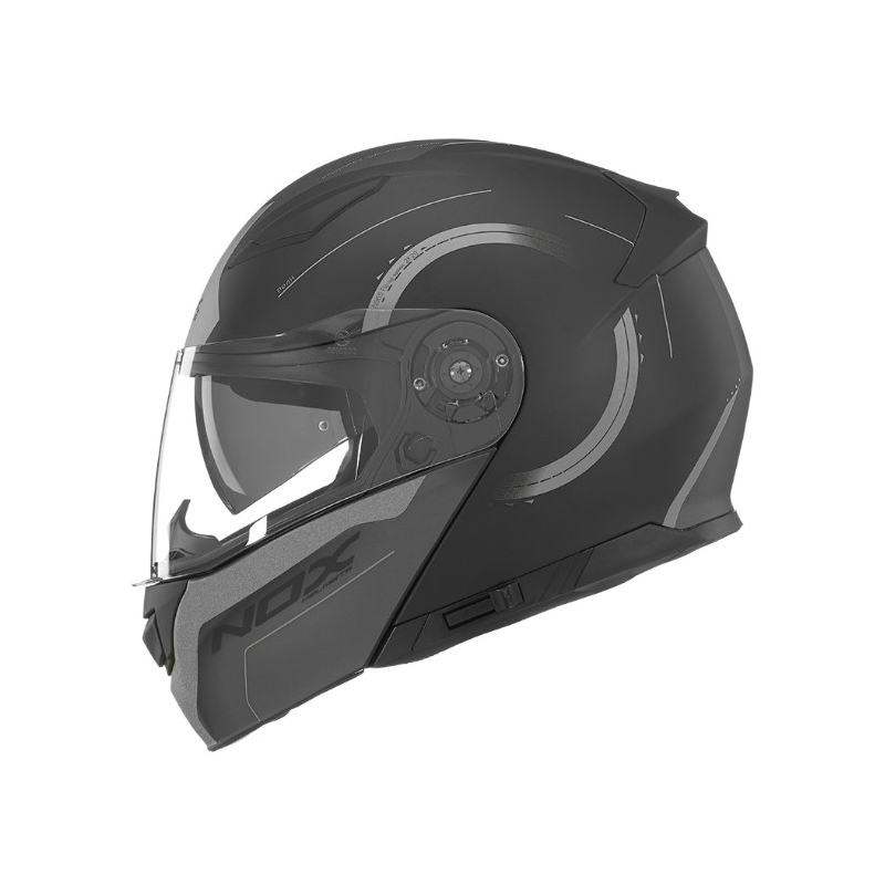 Vyklápěcí přilba na motorku NOX N965 Peak černo-stříbrná