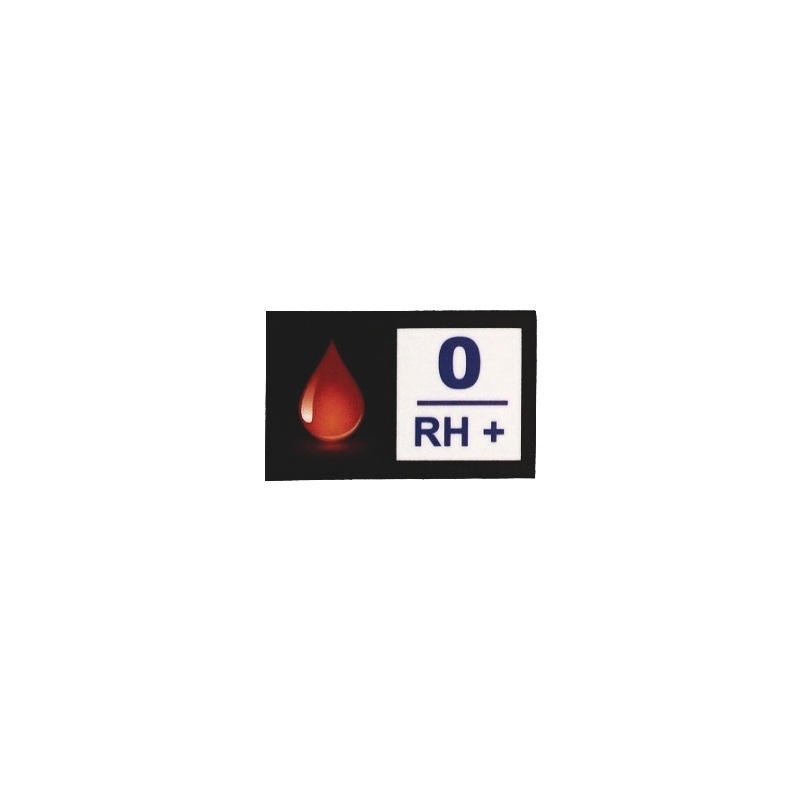 Sticker met bloedgroep 0 RH+